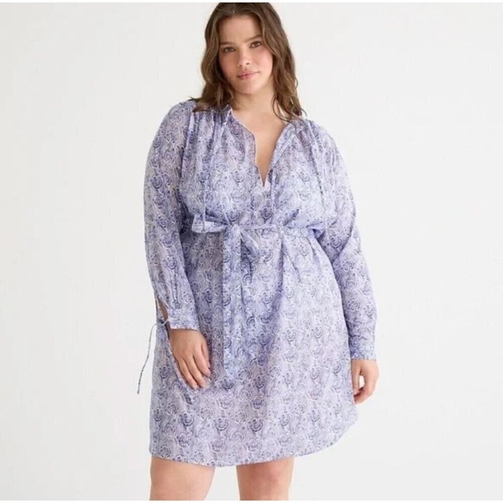J Crew Tie-Waist Tunic Beach Dress in Dandelion Swirl Size S
